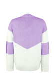 V Neck Wave Color Block Pullover Sweaters