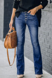 High Rise Button Wash Stretch Flare Jeans Unishe Wholesale