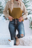 Turtle Neck Color Block Knit Sweaters