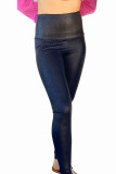 Black Shiny Leopard Textured Leggings