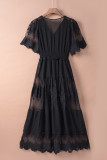 Black Luminous Dawn Lace Gown