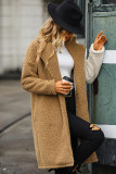 Color Block One Button Long Length Fleece Coat