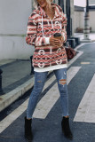 Aztec Print Zipper Down Fleece Hoodies