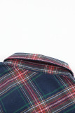 Plaid Button Pocket Long Sleeve Asymmetric Shirt