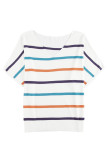 Plus Size Multicolor Striped Knit Short Sleeve Top