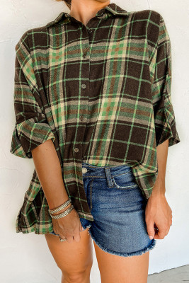 Plaid Half Sleeves Open Button Shirts