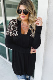 Black Leopard Detail Plus Size Cardigan