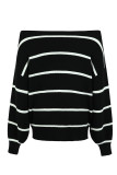 Off Shoulder Pin Striped Knit Sweaters