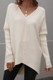 Front Back V Neck Plain Loose Pullover Sweaters