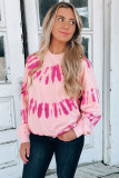 Pink Tie-dyed Print Long Sleeve Sweatshirt