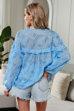Saint Helena Printed Ruffle Blue Blouse