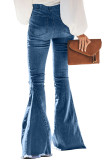 Green Camo Patchwork Bell Bottom Jeans With Frayed Hem