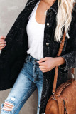 Plain Corduroy Open Button Long Jackets