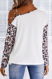 Leopard Splicing Cut Out One Shoulder Blouse