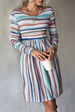 Color Block Stripes Long Sleeves Dress