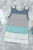 Sky Blue Color Block Knitted Tank Top