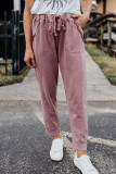 Drawstring Mineral Wash Joggers with Pockets