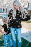 Black Dandelion Print Little Girl Tee