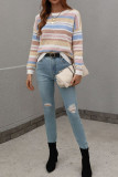 Colorful Stripes Colorblock Knitting Pullover Sweater