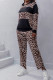 Color Block Leopard Pocketed Hoodies with Pants Plus Size 2pcs Set