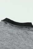 Gray Heathered Turn-down Collar Pullover Sweatshirt
