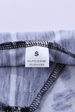 Stripe Black Leopard Printed Open Back Short Sleeve T Shirt