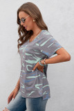 V Neck Front Pocket Camo Tee