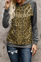 Sequin Leopard Print Long Sleeve Pullover Hoodie
