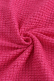 Pink Waffle Knit Button Up Casual Shirt