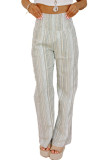 Smocked High Waist Stripe Pants
