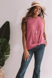 Red Twist Knot Waffle Knit Tank Top