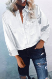 White Satin Button Shirt with Pocket