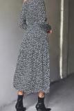 V Neck Button Down High Waist Split Floral Dress