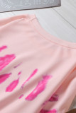Pink Tie-dyed Print Long Sleeve Sweatshirt