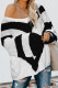 Black Color Block Drop Shoulder Oversize Sweater