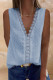 Sky Blue Crochet V Neck Textured Tank Top