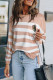 Striped Print Pocketed Long Sleeve Top with Slits