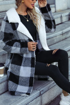 Lapel Plaid Fleece Coat