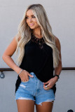 Black Crochet Lace Trim Tank