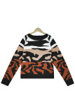 Leopard Splicing Colorblock Sweater