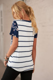 Blue Striped T-shirt with Patch Pocket