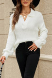 Lapel Collar Cut V Neck Knit Sweaters