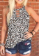 White Leopard Hollow Out Neck Tank Top