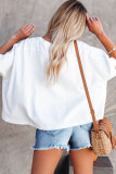 White Solid Color Loose High Low Tee