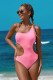 Pink One Shoulder Cut Out Maillot