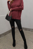 Stand Up Neck Plain Basic Pullover Sweaters