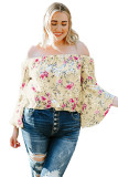 Plus Size Floral Off Shoulder Ruffle Sleeve Top