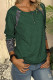 Green Casual Striped Color-Block Crew Neck Shirt