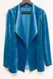 Plain Lapel Collar Open Velvet Cardigans