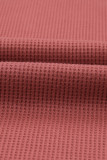 Contrast Stitching Trim Waffle Knit Pullover